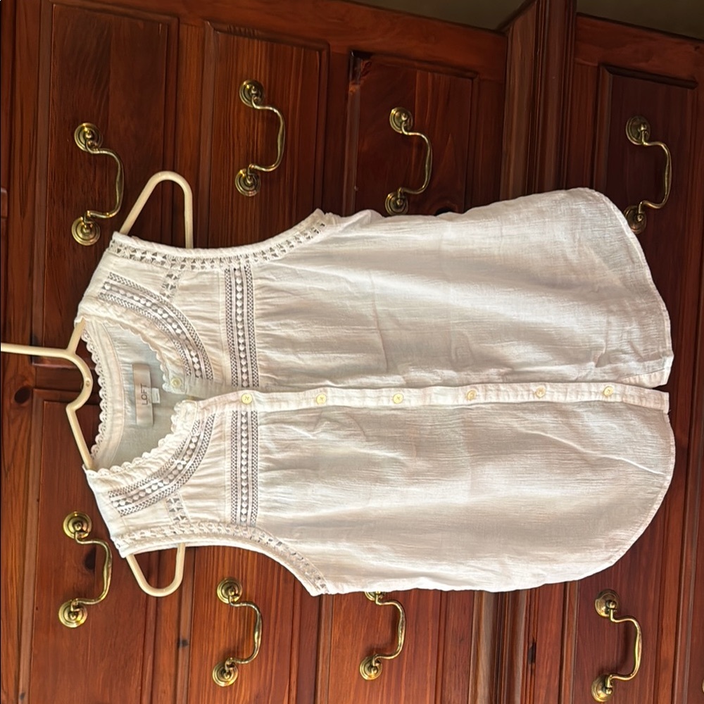 LOFT Ivory Lace-Accented Top